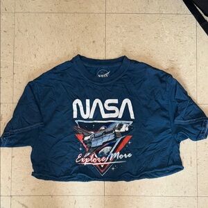 NASA Blue Graphic Tee Cropped